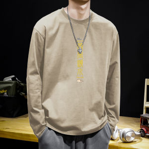 Mens round Neck Long Sleeve Sweatshirt Student Base Layer Shirt Autumn Winter New Style Fashionable T-shirt Casual Loose Fit