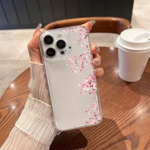 Watercolor Sakura Phone Case For iPhone 17 Air 16E 16 15 14 11 Pro Max Plus 13 12 Mini 8 7 X Transparent Shockproof Cover