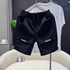 Summer New Laser Perforated Casual Shorts Mens Trendy Splice Versatile Lightweight Breathable Quick Dry Five-Quarter Pants