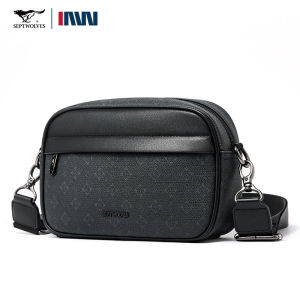 SEPTWOLVES กระเป๋าสลิงของผู้ชายหนัง กระเป๋าพาดลำตัวกันน้ำทำจากผ้าใส่ Ipad Mini สำหรับธุรกิจสำนักงานผู้ชายที่ทำงาน