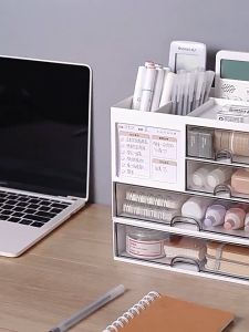 กล่องเครื่องเขียน กล่องจัดระเบียบบนโต๊ะ แถมฟรี!กระดาษโน้ต กล่องลิ้นชักใส่ของ อุปกรณ์จัดเก็บบนโต๊ะ