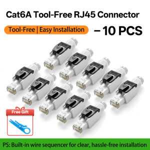 BYXGD Cat6A Tool-Free RJ45 Connector No-Crimp Reusable Ethernet Plug for Network Quick-Connect Easy Install Buy 3+ Get Free Gift