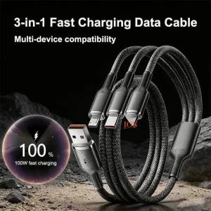 Cáp Sạc Nhanh 3 Trong 1 USB Type C 2m Hỗ Trợ Truyền Dữ Liệu Tương Thích Với Xiaomi Huawei Samsung OPPO Điện Thoại Và Máy Tính Bảng