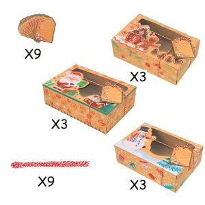 ชุดบรรจุภัณฑ์ของขวัญคริสต์มาส 27 ชิ้น กล่องของขวัญกระดาษคราฟท์หน้าต่างใส ถุงบรรจุภัณฑ์ ของขวัญงานเลี้ยง กล่องเก็บของสำหรับวันหยุด