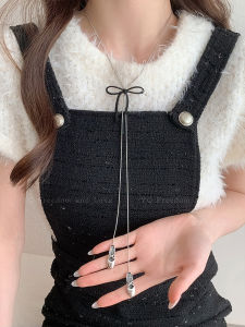 Black Ballet Shoe Long Pendant Necklace Adjustable Butterfly Knot Sweater Chain Dance Shoe Accessory for Women Fashion Jewelry