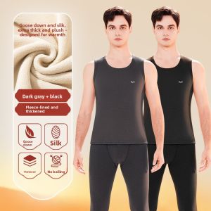 miiow | Thickened Fleece Warmth Mens Vest Winter New Style MiiOW Cat Person Wool Underwear Thermal Vest No Trace One-Piece Design
