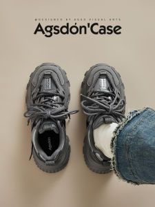 Agsdon Womens Sporty Dad Shoes Thick Bottom Heightening Casual Low Top Cottonlined round Toe Rubber Outsole Fashionable All Seasons