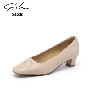 Braided Square-Toe Thick Heel New Summer Style Professional Shoes