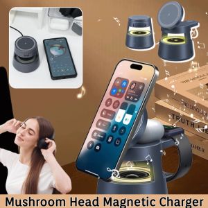 Magnetic Foldable Wireless Charger 5 In1 Mushroom Head Style Portable Travel-friendly Design