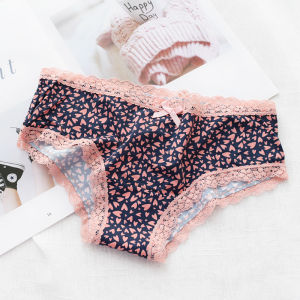 Luxurious Red Plaid PINK Milk Silk Ice Silk Low Waist Womens Underwear Quick Dry Lace Edge Sweet Triangle Cotton Crotch Briefs