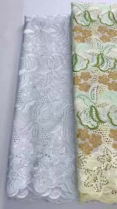 Premium African Cotton Lace Fabric – 5 Yards Exquisite Embroidered Swiss Voile Lace Multiple Colors Available For Party Dress