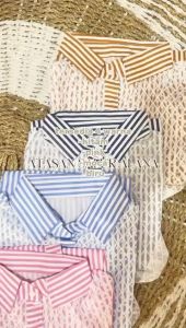 Atasan Alana 3PCS 100K Atasan Wanita Muslim Katun Salur mix Brokat by RIZKIZEA ID