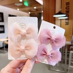 【READY STOCK】Kids Twin Set Ribbons Hairclips Children Hair Pins Beauty Hair Clips Cute Hair Ties 蝴蝶结发夹 (KA40)