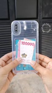Softcase For IP X XS Card Slot Kartu Casing Silicon Bening Clear Dompet