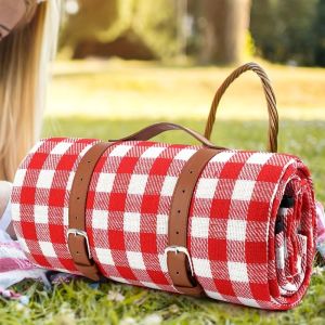 Padded Plaid Camping Mat Foldable Picnic Mat Waterproof Portable for Beach Hiking Travel Outdoor Activities Lightweight Durable