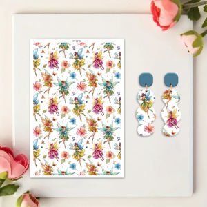 1 Sheet Transfer Paper Polymer Clay Geometric Ripples Daisies Floral Retro Collage Styles Water Soluble Disposable Stickers
