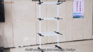 3 Layers Spray Painting Clothes Hanger Laundry Drying Rack - White Light Blue