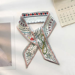 French Style Retro Bench Hair Band Silk Scarf Hair Tie Fancy Headband 2024 New Arrival Flower Ponytail Ribbon Headdress for Women