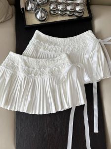 Xiaoyou Pure Desire Girls Short Skirt Lace Pleated Half-length with Belt Casual Sportswear Standard Fit Anti-static Breathable