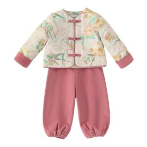 Thickened Traditional Chinese Style Girls Hanfu Winter Outfit One-Year-Old Baby Girls Ceremony Clothes Small Girls Clothing Set