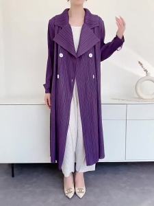 1047F# One Size (45-75kg) Spring and Autumn Trench Pleated Loose Suit Collar Coat