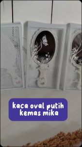 isi 50 pcs - souvenir pernikahan kaca OVAL putih kemas mika motif souvenir ulang tahun