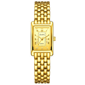 LIGE | Đồng Hồ Thạch Anh Nữ SUNKTA Gold Đồng Hồ Đeo Tay Thời Trang Nữ Bằng Thép Không Gỉ Sang Trọng Dành Cho Doanh Nhân Có Chức Năng Phát Sáng Đồng Hồ Đeo Tay Nữ Sinh Viên Thông Thường