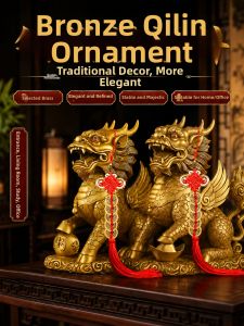 BINYUE | Decorative Pair Brass Kylin Statue