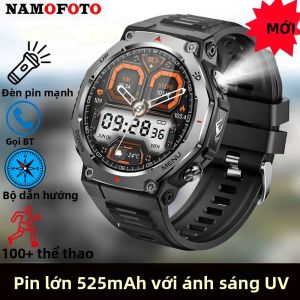 Đồng Hồ Thông Minh 525mAh 1.43 AMOLED Đồng Hồ Thể Thao Đeo Tay Tích Hợp Đèn LED La Bàn Gọi Bluetooth Thiết Bị Theo Dõi Sức Khỏe Nam Máy Đo Nhịp Tim