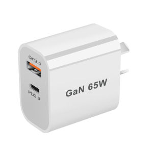 Sạc Nhanh USB C GaN 65W PD 3.0 Hai Cổng Sạc Tường Cho iPhone 13 Bộ Chuyển Đổi Nguồn Type C Tương Thích Với UK/AU/EU/US