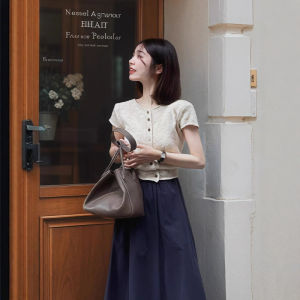 Áo Len Cardigan Dệt Kim Lụa Lạnh Tay Ngắn Cổ Tròn Dáng Ôm Phong Cách Hàn Quốc Mùa Hè Mới Cho Nữ