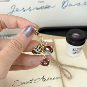Handmade Afternoon Tea Set Womens Handbag Pendant Zipper Buckle Mobile Phone Chain Book Hanging Decoration Flip Bag