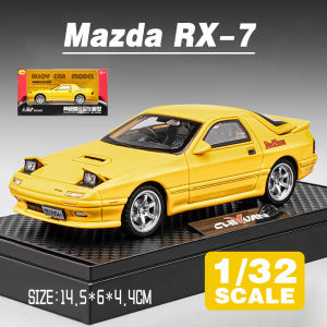 LEO 1:32 Mazda RX-7 Metal Alloy Toys Car Model Diecast Vehicle For Boys Kids Simulation Sound Light Effect Gift Hobbies Collection