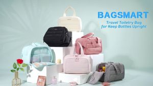 BAGSMART Toiletry Cosmetic Makeup Bag Portable Waterproof Lightweight Wide-open Travel Organizer