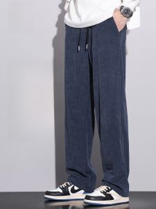 ROMON | Romon Mens Corduroy Pants Loose Casual Winter Style Wide Leg Sweatpants Loose Straight Leg Sports Leisure Long Trousers