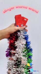 Slinger / tinsel / hiasan natal / parcel / slinger rumbai warna merah