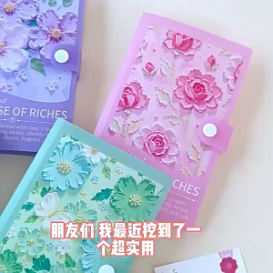 Savings Challenge Book A6 Oil Painting 3D Cover Money Cash Binder Waterproof Portable Buku Simpanan