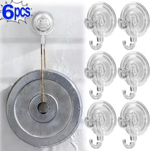 2/6Pcs Strong Suction Cup Hooks 5kg Heavy Duty Transparent PVC Vacuum Seal for Smooth Surface Kitchen Bathroom Tile GlassHanging