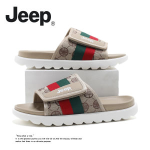 Jeep Mens Slippers Casual Thick Bottom Indoor Outdoor Slip-On Anti-Slip Comfortable Cotton Fabric Upgraded Summer Sandals