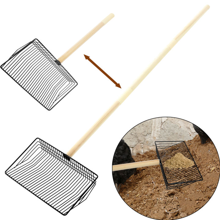 Adjustable Chicken Poop Scooper - Litter Shovel For Chicken Coop Cleaning, Fits Cats & Dogs Too (Wooden Handle, 23-43.3in)