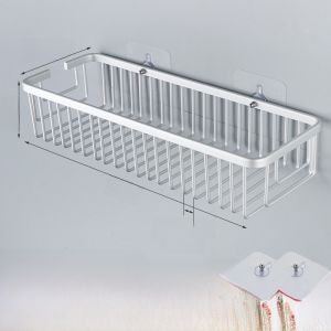 Bathroom Alumimum Mesh Basket Storage Rack Bathroom Punch-Free Wash Supplies Storage Shelf Shower Gel Wall-Mounted