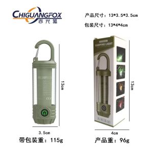 Retro Three-Color LED Camping Light Type-C Charging Outdoor Illumination Atmosphere Hanging Lamp Plastic Lampshade 5m Lighting Range