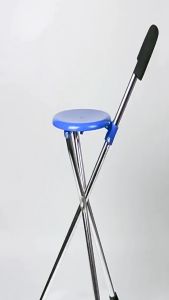 BayanMart Tungkod Quad Cane with Chair Adjustable Height for Elderly Foldable Cane Chair