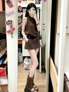 NIUVIES | Retro Sleeveless Waist Slimming Mini Dress Set