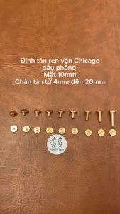 Đinh Tán Vít Chicago Ren Vặn Đầu Phẳng Chữ I Đồng Thau Đúc Phụ Kiện Làm Đồ Da Thủ Công Handmade DIY