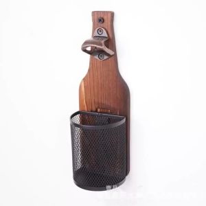 Khui Bia Treo Tường Bằng Gỗ Có Lưới Hứng Nắp Chai Thiết Kế Mộc Mạc Dùng Cho Nhà Quầy Bar Nhà Bếp Ngoài Trời