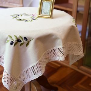 Nordic Style Olive Branch Embroider Tablecloth Cover Cloth Dust Cloth Coffee Table Cloth Cloth Vintage Garden Decoration