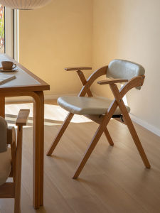 Solid Wood Armchair Foldable Dining Chair Simple Office Meeting Chair Back Support Household Furniture Stackable Chair