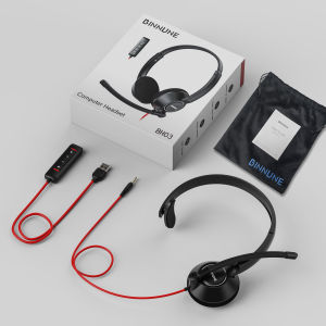 BH05 Headset Wired Headphones Hands-free Call Headset with Mic for Call Center Office
