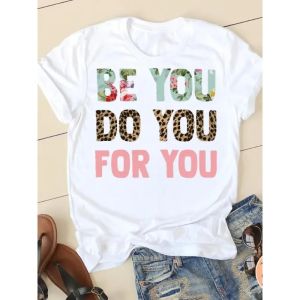 Watercolor Funny Printed T-Shirt Summer Trend White Short Sleeve Neck Casual Sports Aesthetic Clothes Harajuku Womens T Shirts